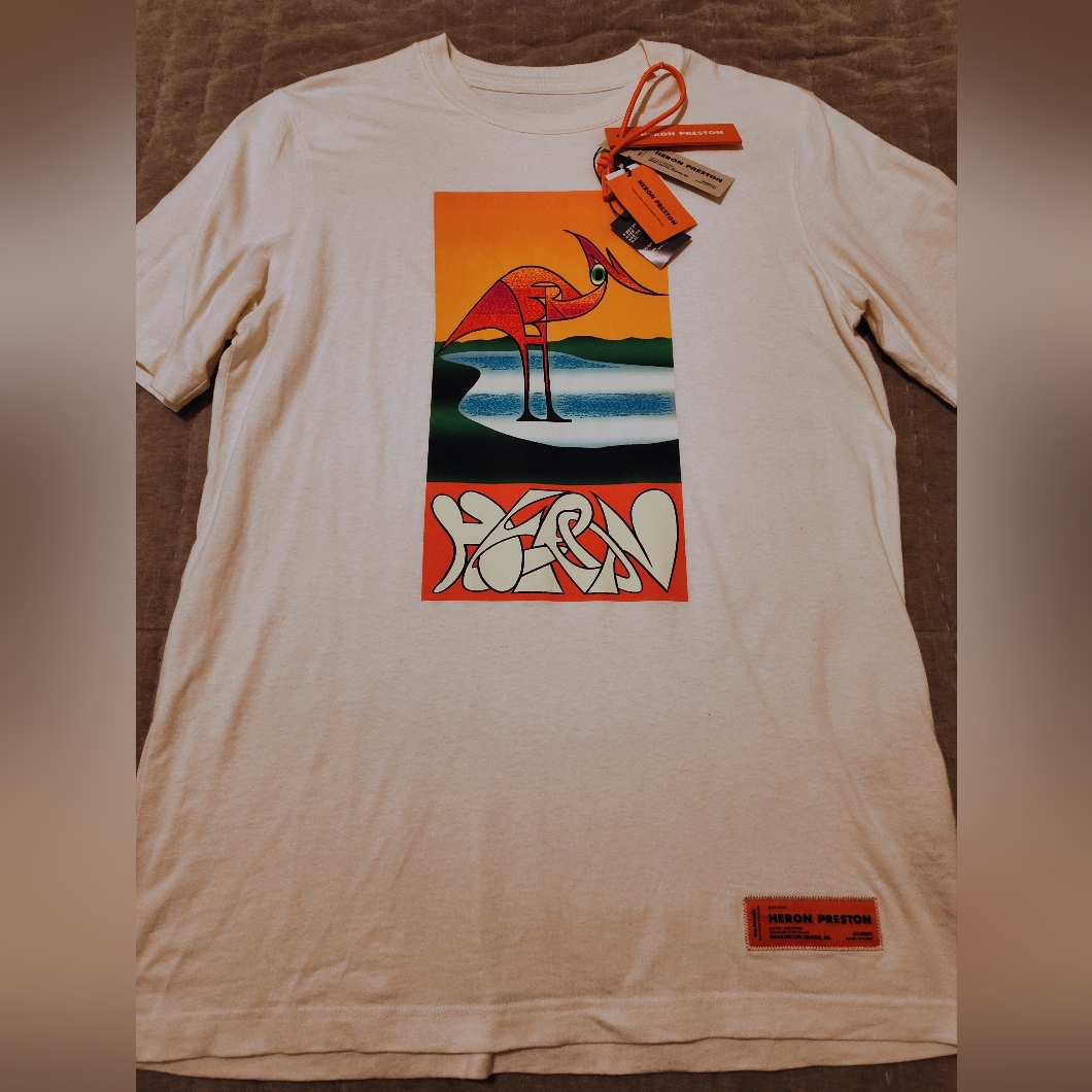 Heron Preston Orange And White Graphic Tee